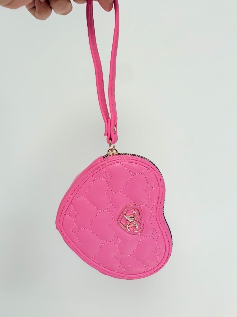 Juicy Couture Heart Shaped Quilted Wristlet Bag - Hot Pink